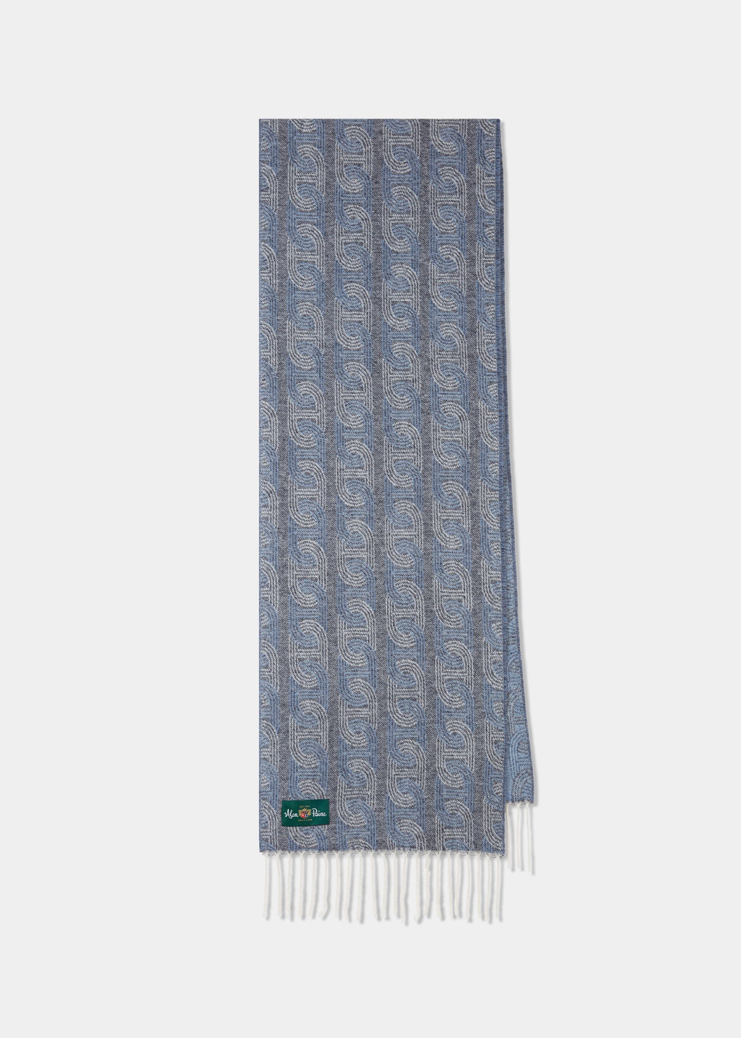 Wolvey Patterned Cashmere Scarf In Grey