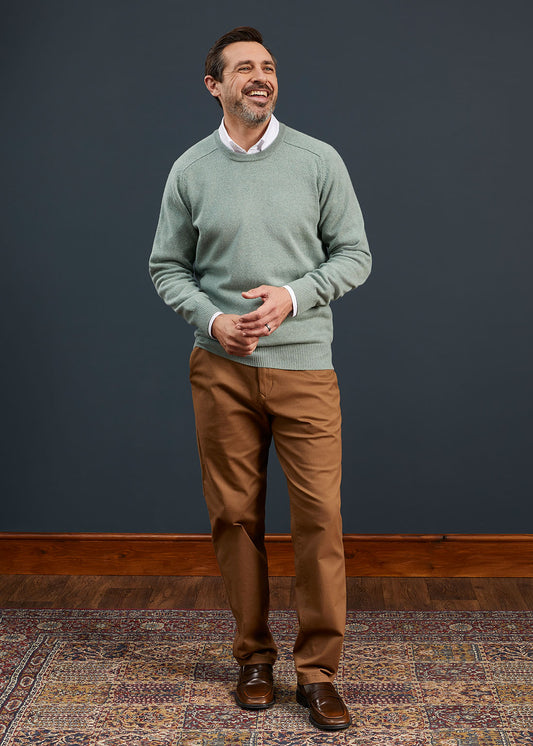 Men's Lambswool Crew Neck Jumper in Spearmint