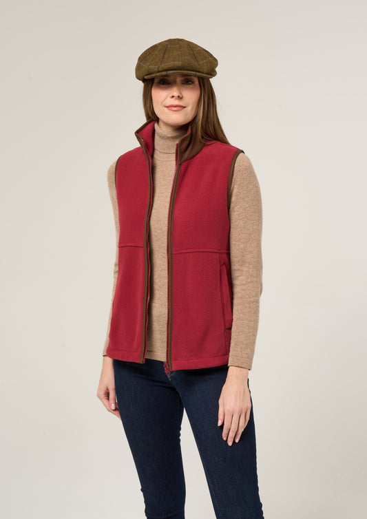 Aylsham Ladies Fleece Gilet In Cranberry