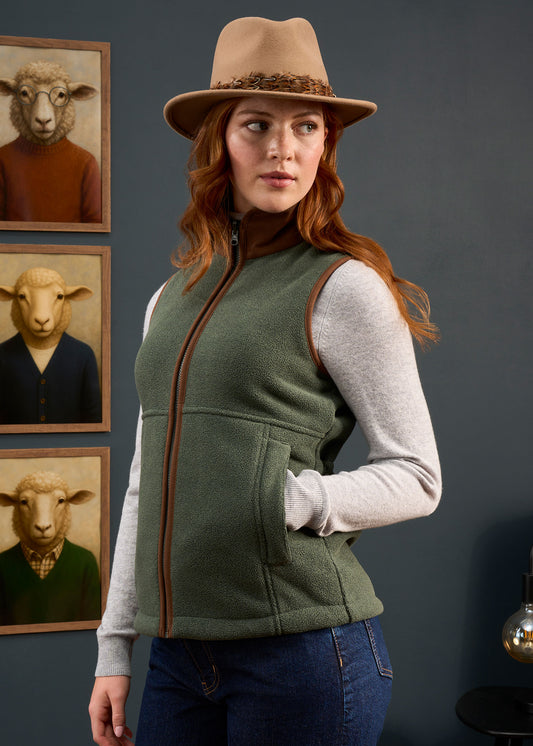 Aylsham Ladies Fleece Gilet In Cedar Green - Regular Fit