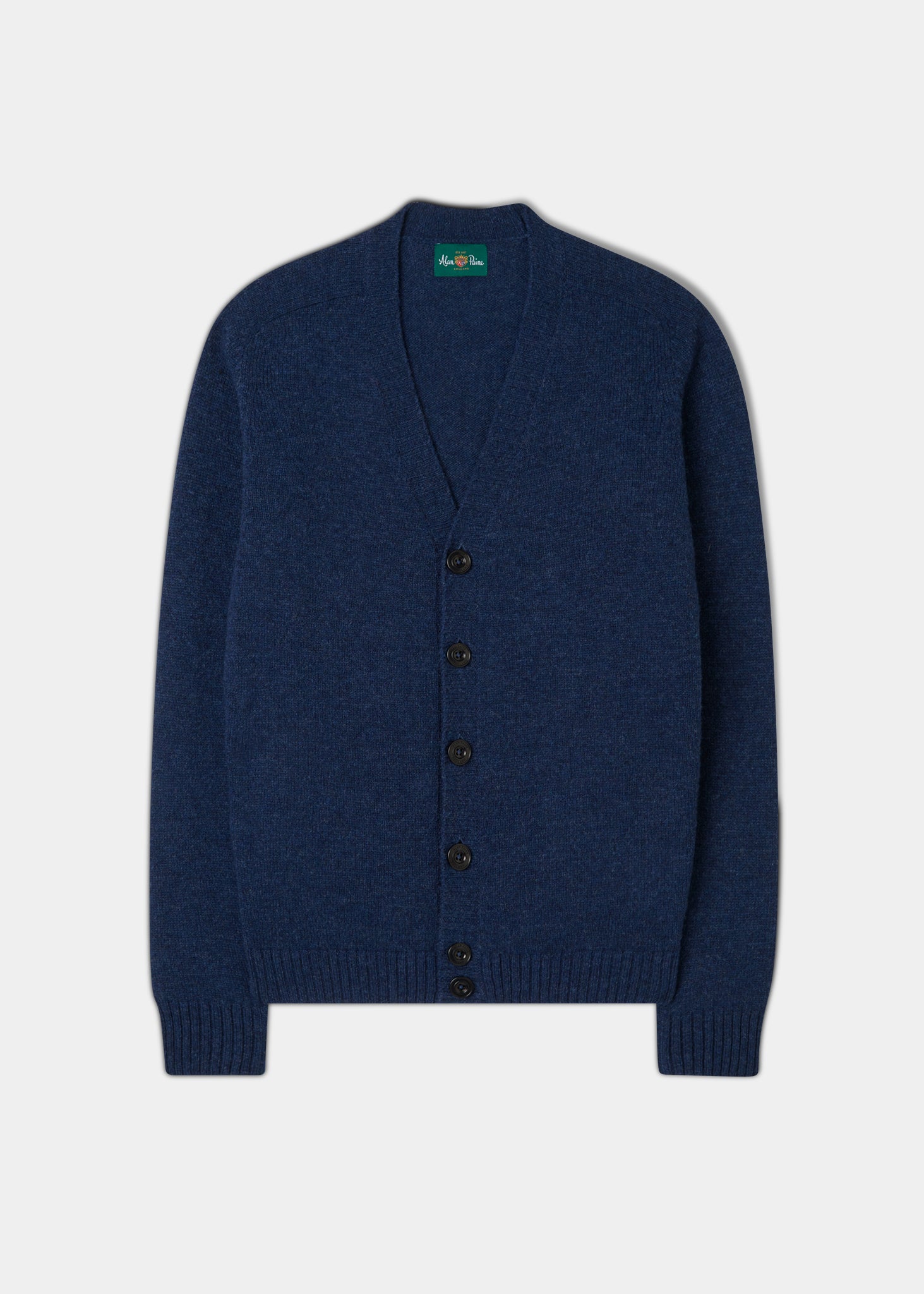 Men's Shetland Wool Cardigan in Indigo