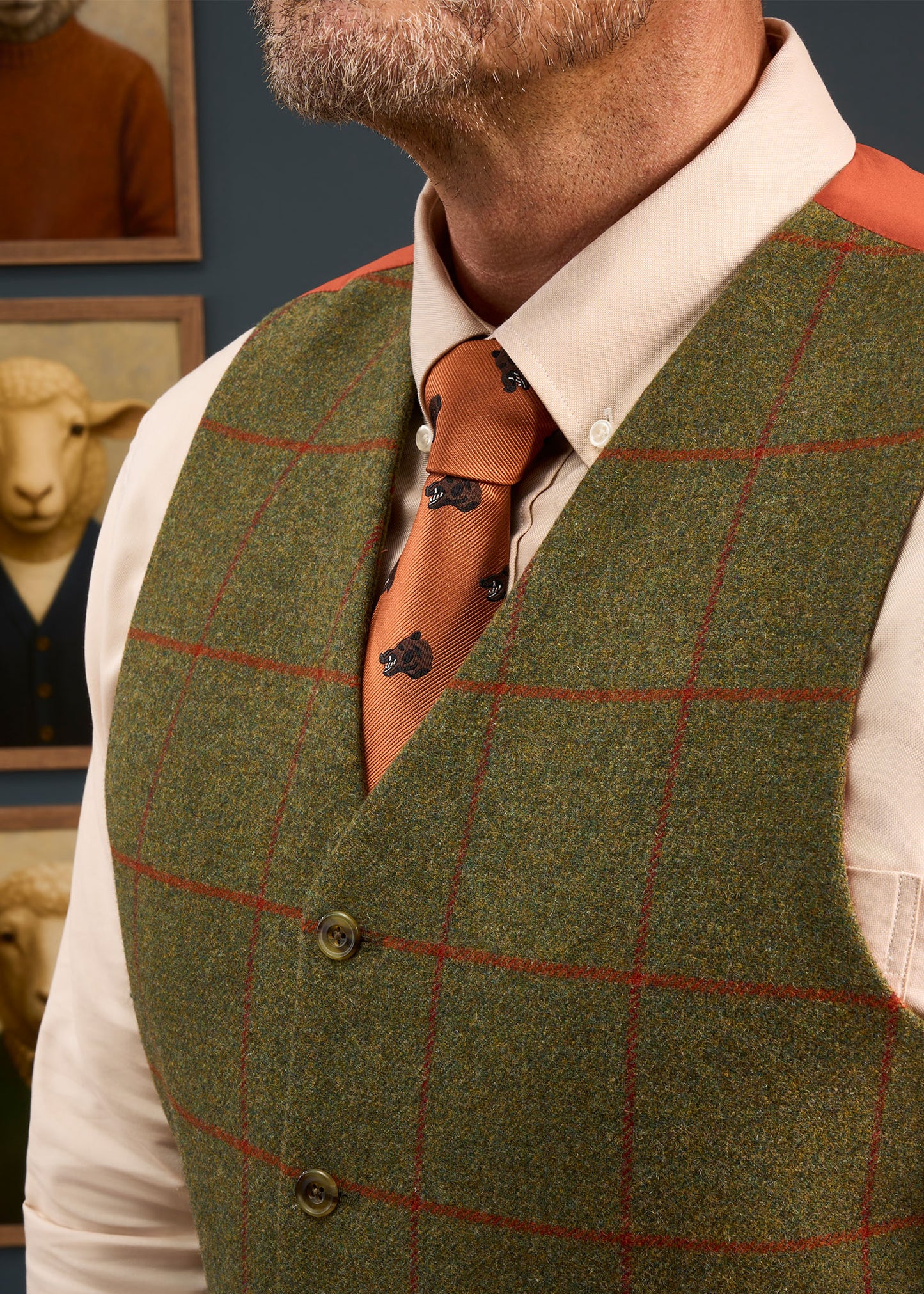 Combrook Men's Tweed Lined-Back Waistcoat In Reed