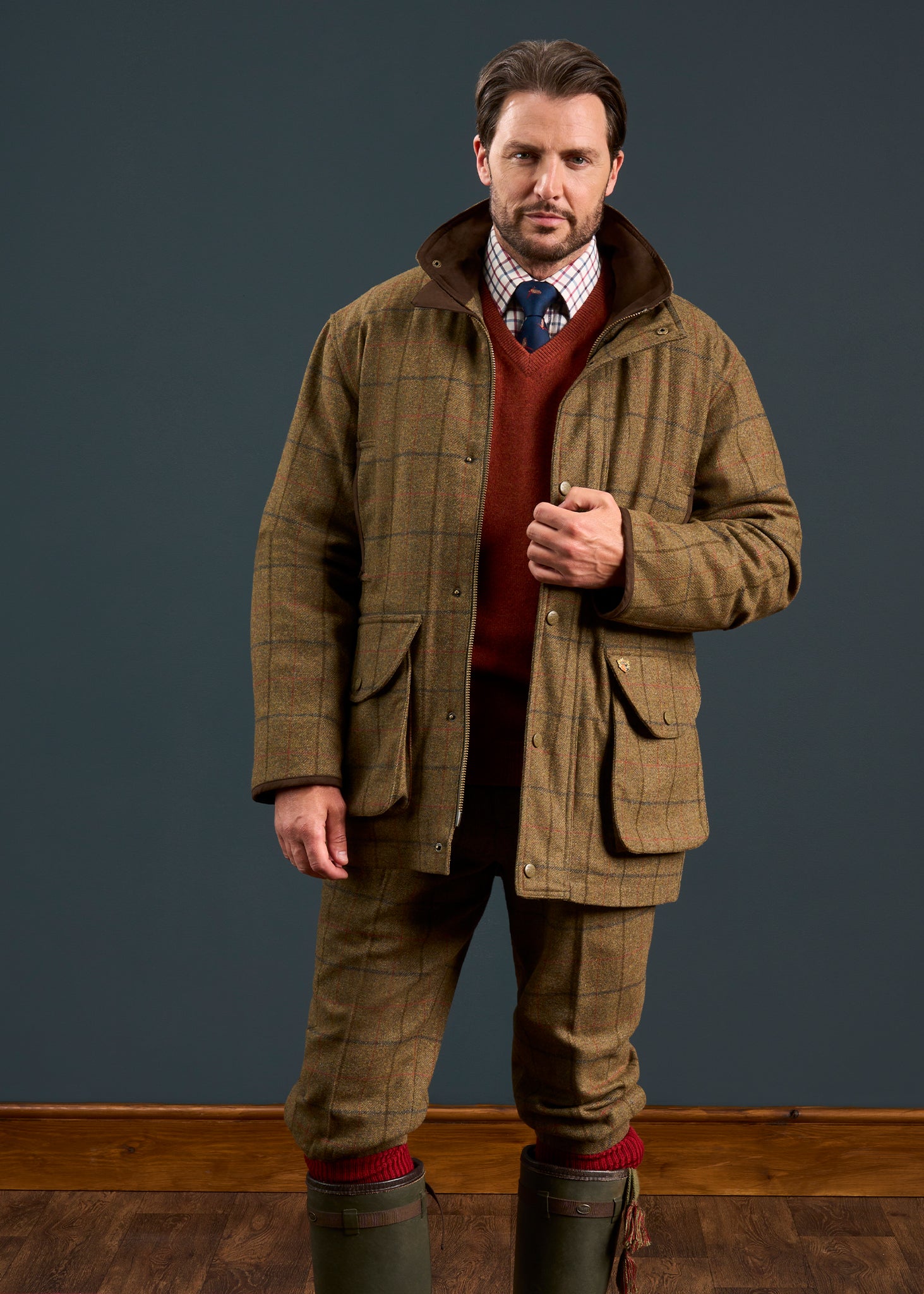 Combrook Men's Tweed Shooting Field Coat In Thyme