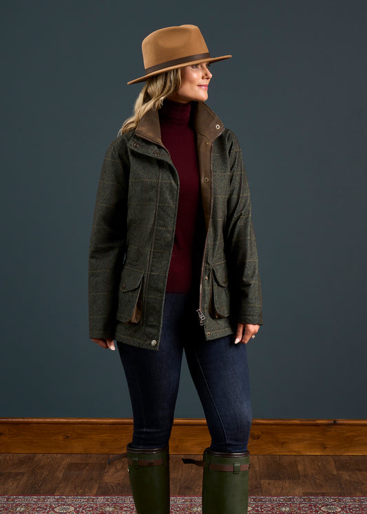 Didsmere Ladies Technical Tweed Coat In Myrtle