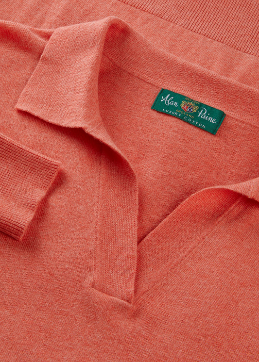 Ladies Cotton Cashmere Open Placket Jumper in Pink