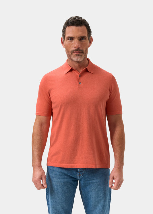 Men's Cotton Polo Shirt in Melba Orange