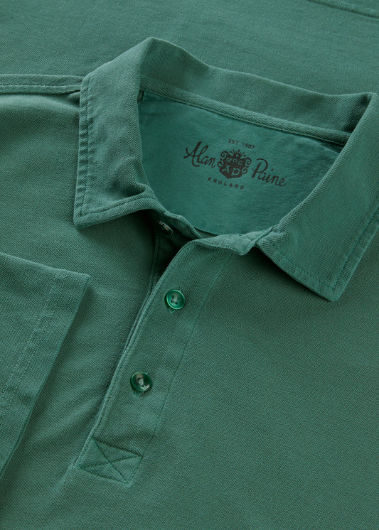 Men's Pique Cotton Polo Shirt in Green