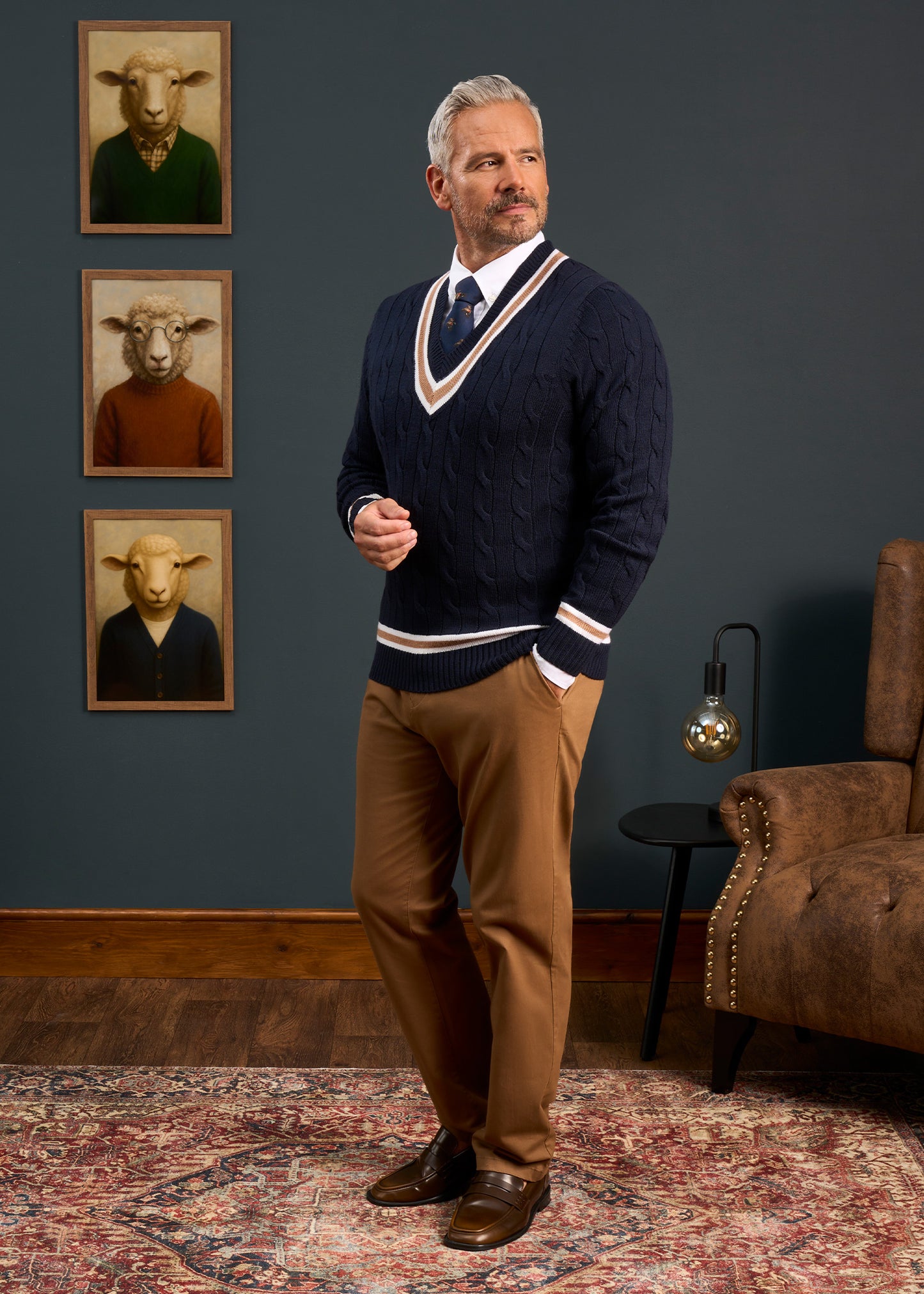Mens-Cricket-Jumper-Navy-Glod-Trim