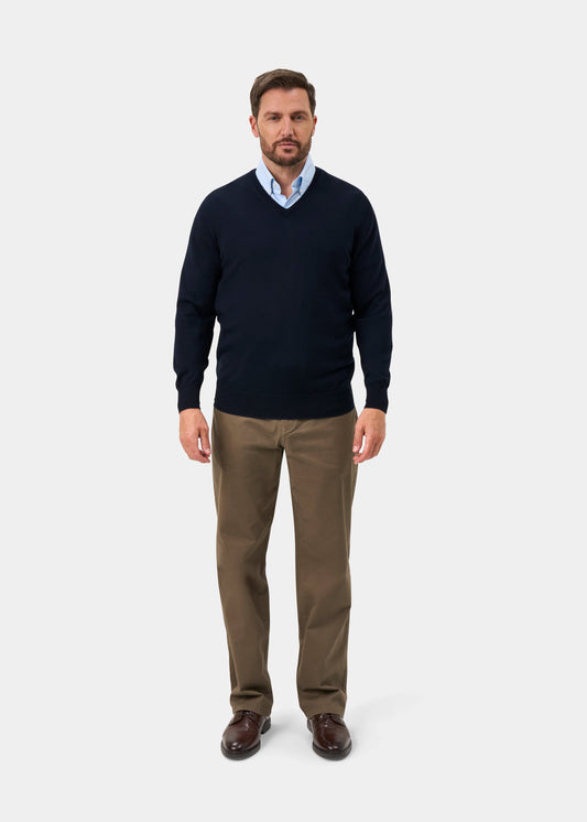 Millbreck Men's Merino Wool Jumper in Dark Navy - Regular Fit