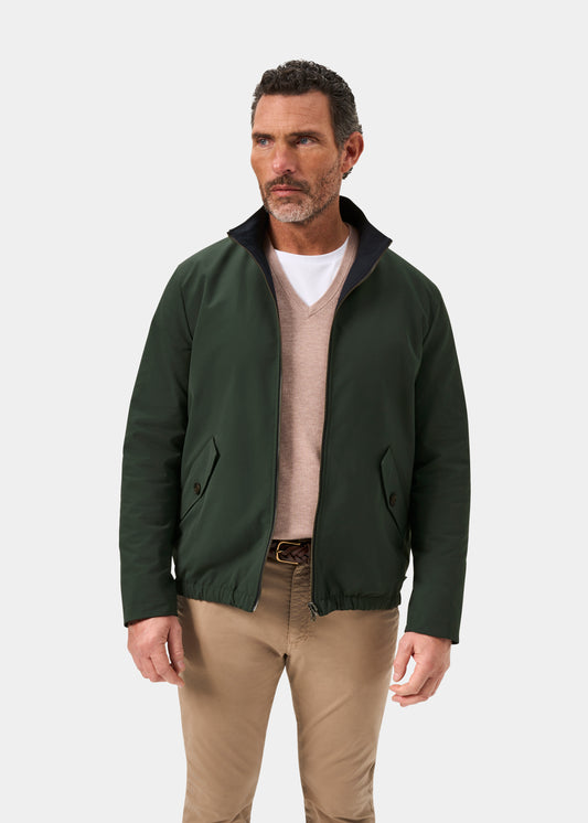 Men's Polyester Reversible Bomber Jacket in Green & Navy