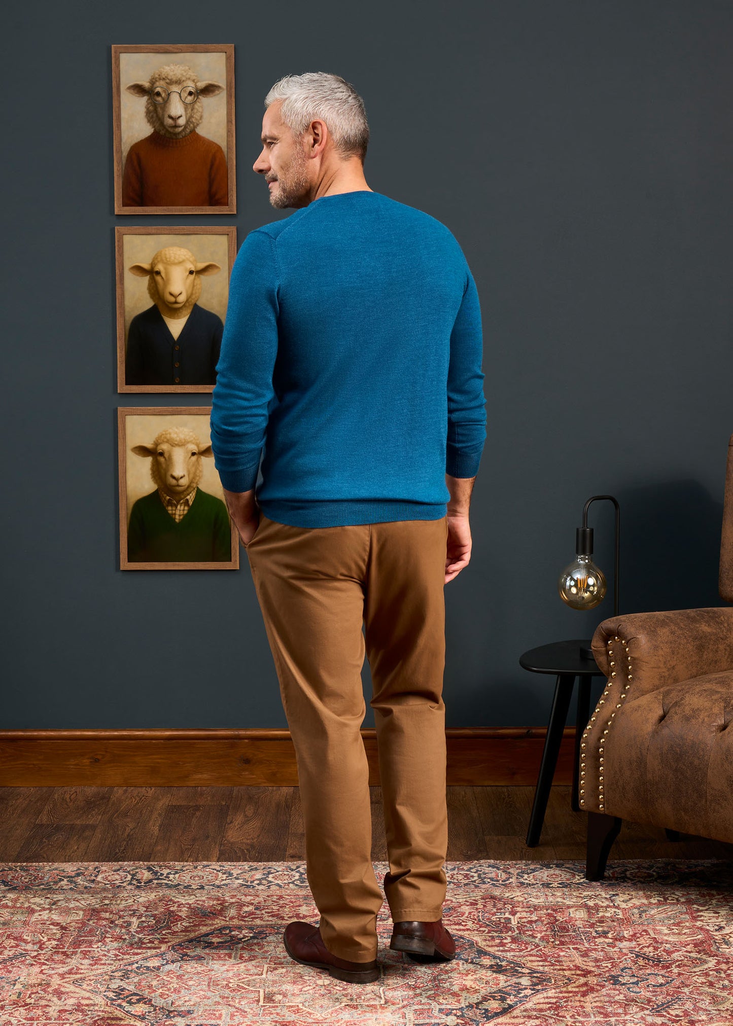 Radstone Men's Merino Wool Jumper in Bottle Blue