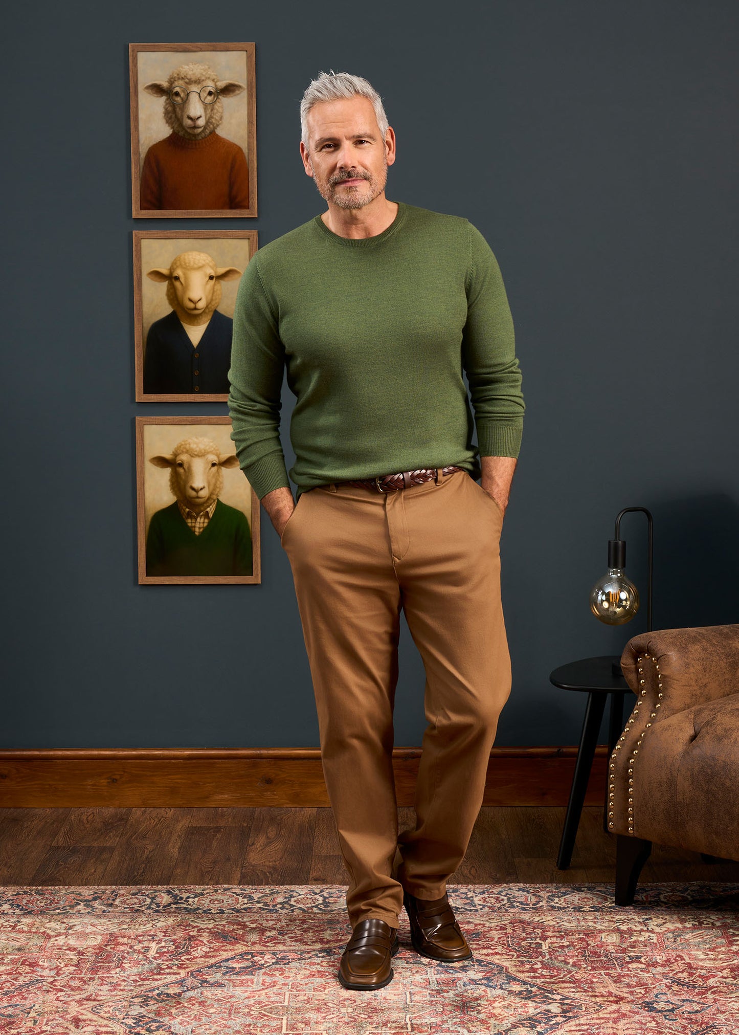 Radstone Men's Merino Wool Jumper in Forest
