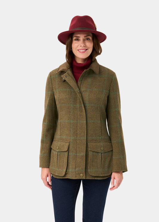 Surrey Ladies Tweed Water Repellent Coat in Marsh - Regular Fit