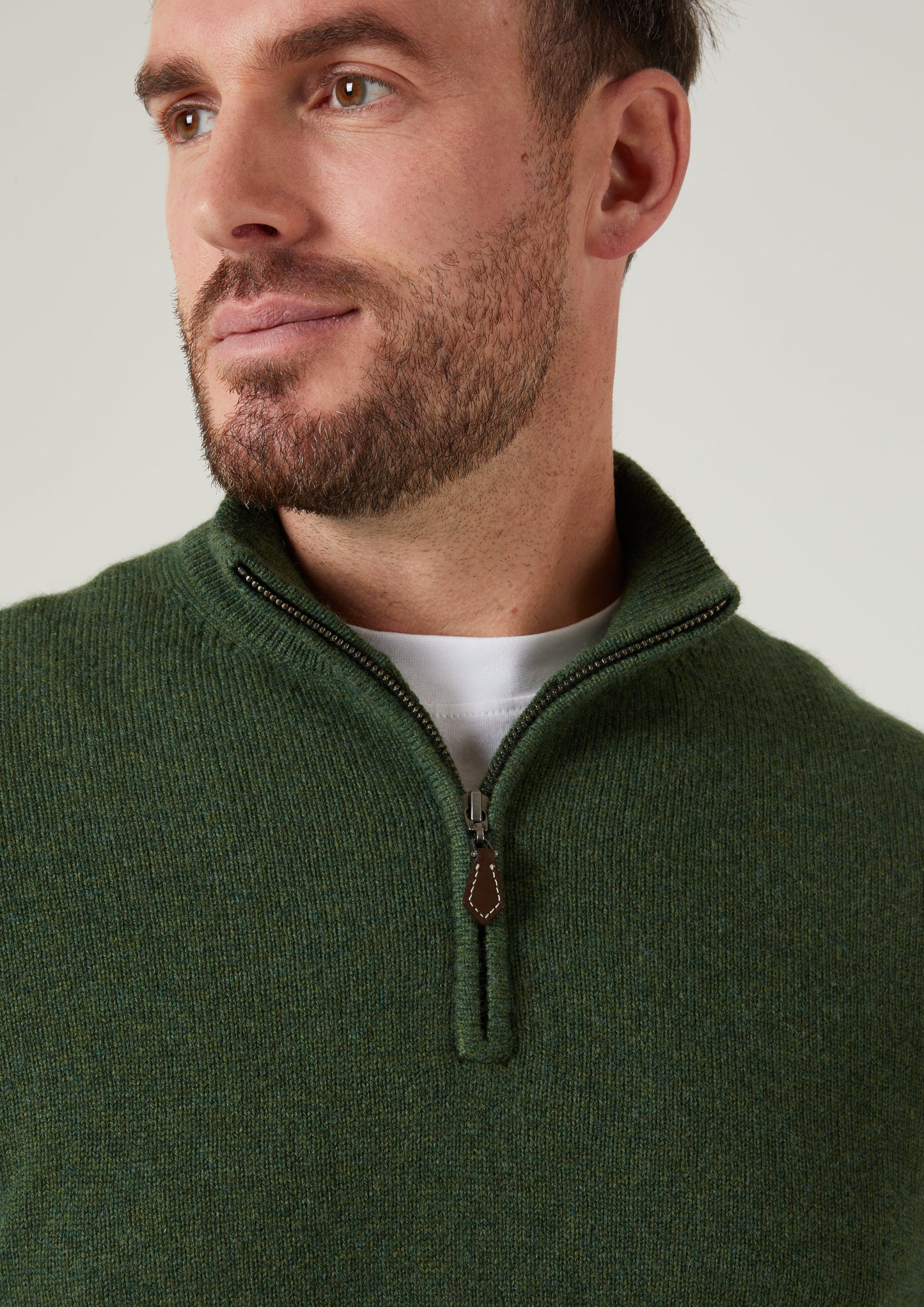Sutherland Lambswool 1/4 Zip Jumper in Rosemary