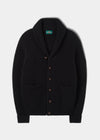Usworth Men's Shawl Collar Lambswool Jumper In Black