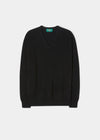 Geelong wool V neck jumper in black.