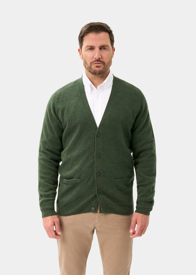 Men's Lambswool Vee Neck Cardigan Jumper in Landscape