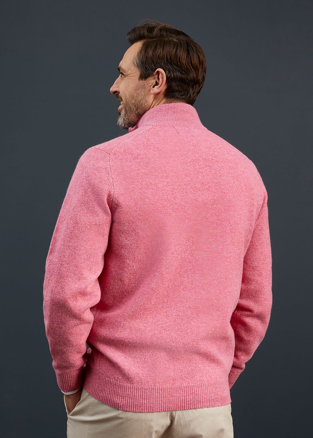 Men's Lambswool 1/4 Zip Jumper in Nougat 