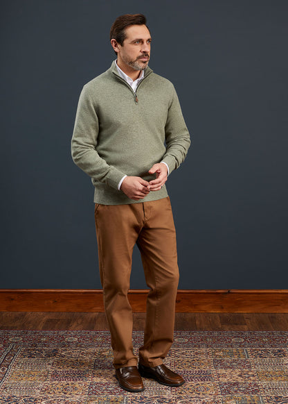 Men's Lambswool 1/4 Zip Jumper in Orchard