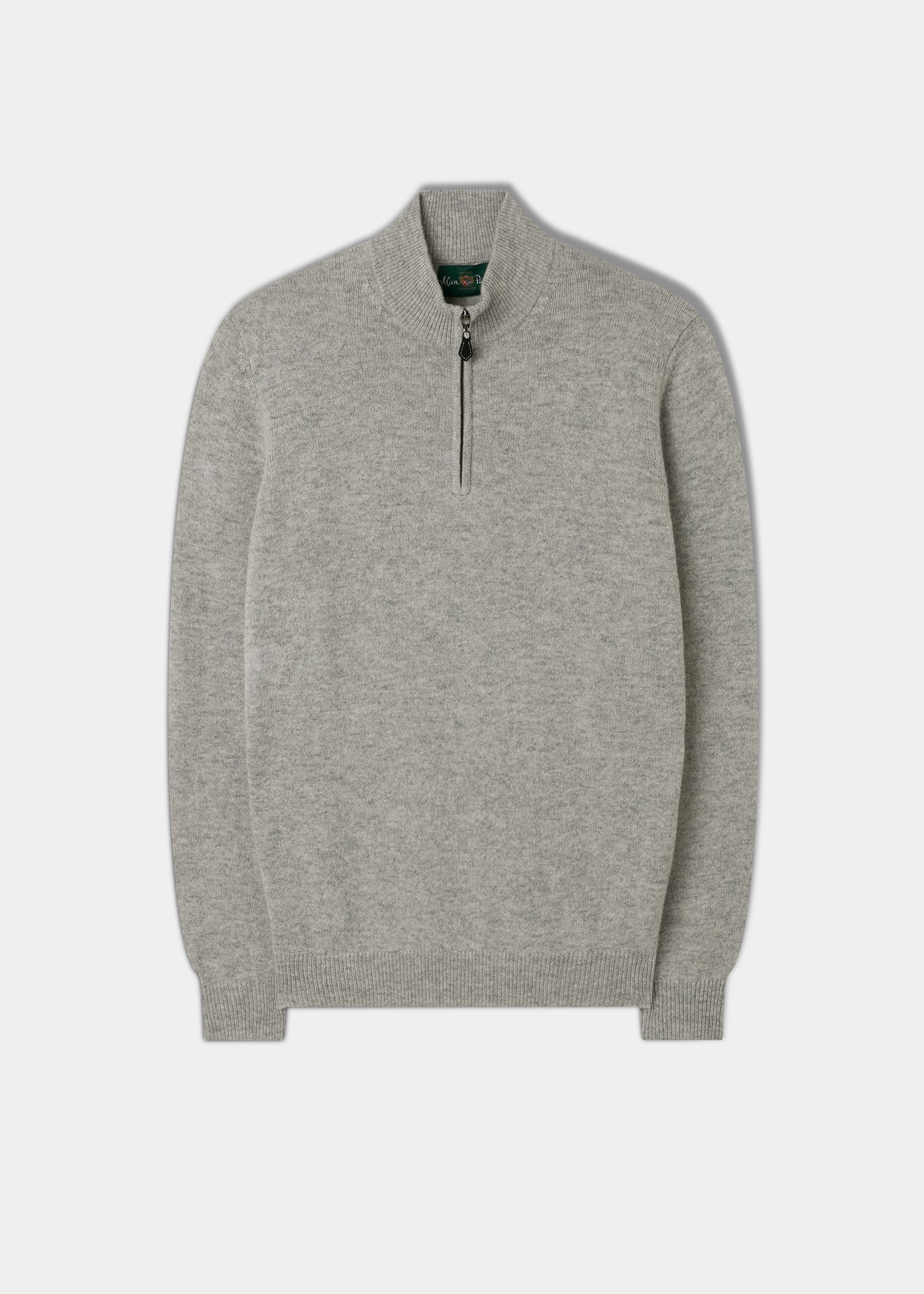 Men's Lambswool 1/4 Zip Jumper in Pearl Grey
