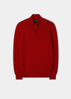Men's Lambswool 1/4 Zip Jumper in Tartan Scarlet