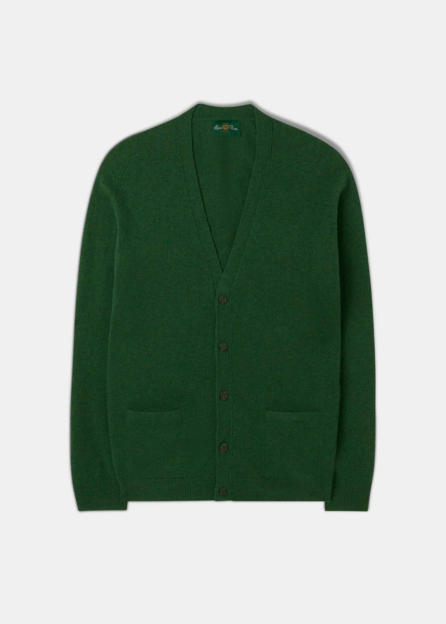 Men's Lambswool Cardigan in Forest 