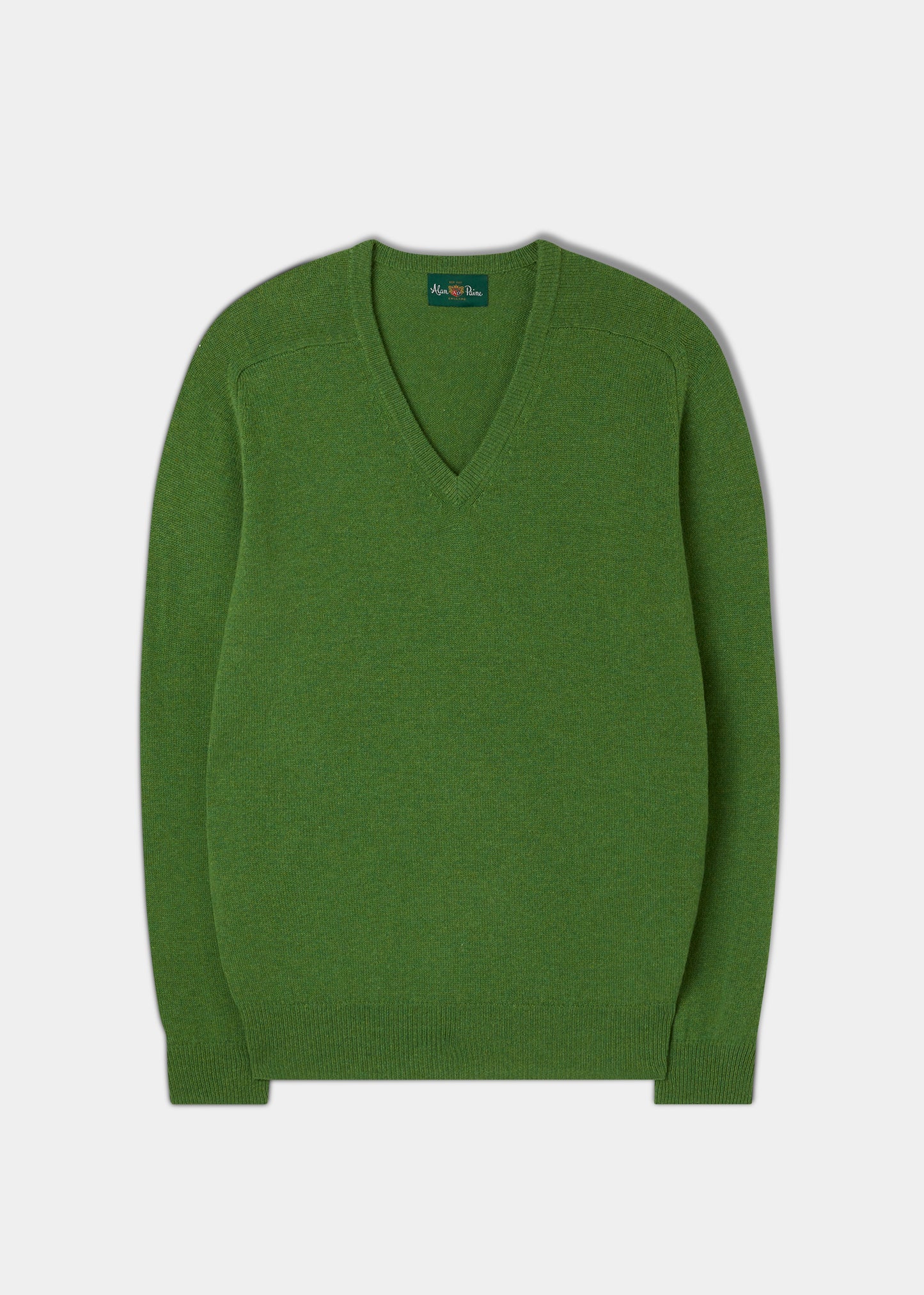Men's Lambswool Vee Neck Jumper in Green 