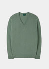 Men's Lambswool Vee Neck Jumper in Spearmint - Classic Fit