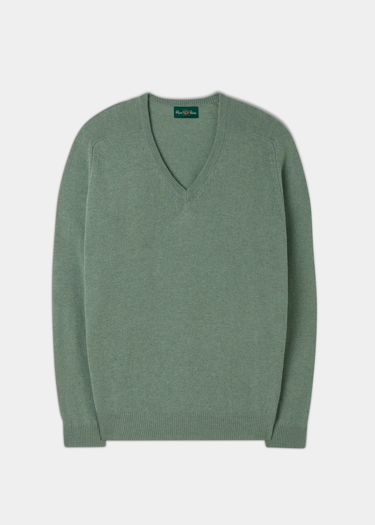 Men's Lambswool Vee Neck Jumper in Spearmint - Classic Fit