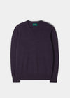 Men's Lambswool Crew Neck Jumper in Black Grape
