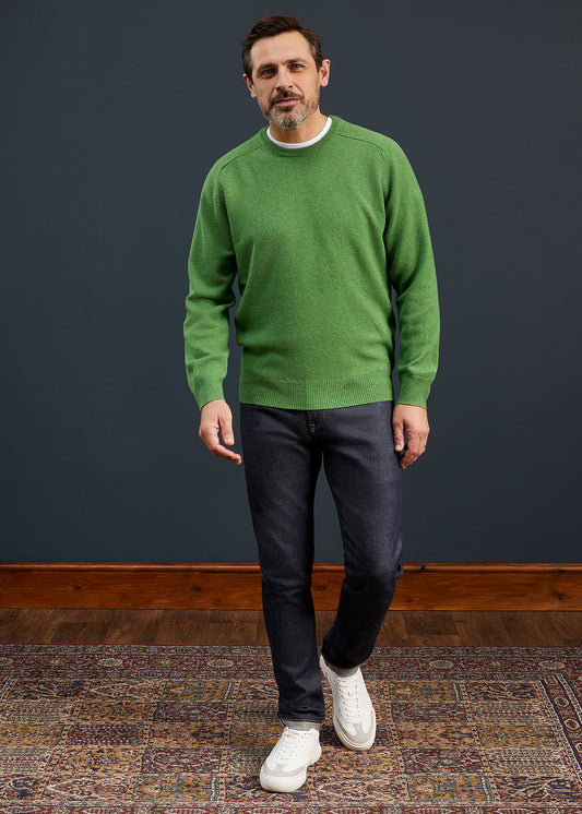 Men's Lambswool Crew Neck Jumper in Green