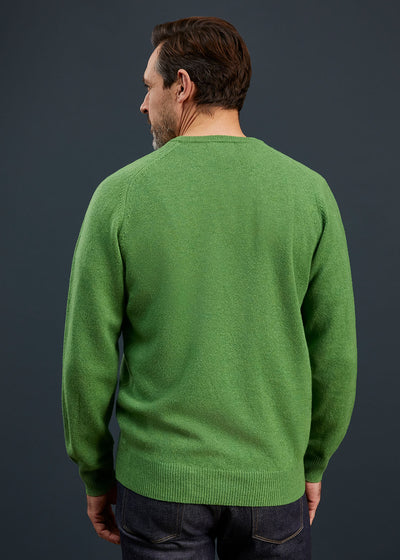 Men's Lambswool Crew Neck Jumper in Green