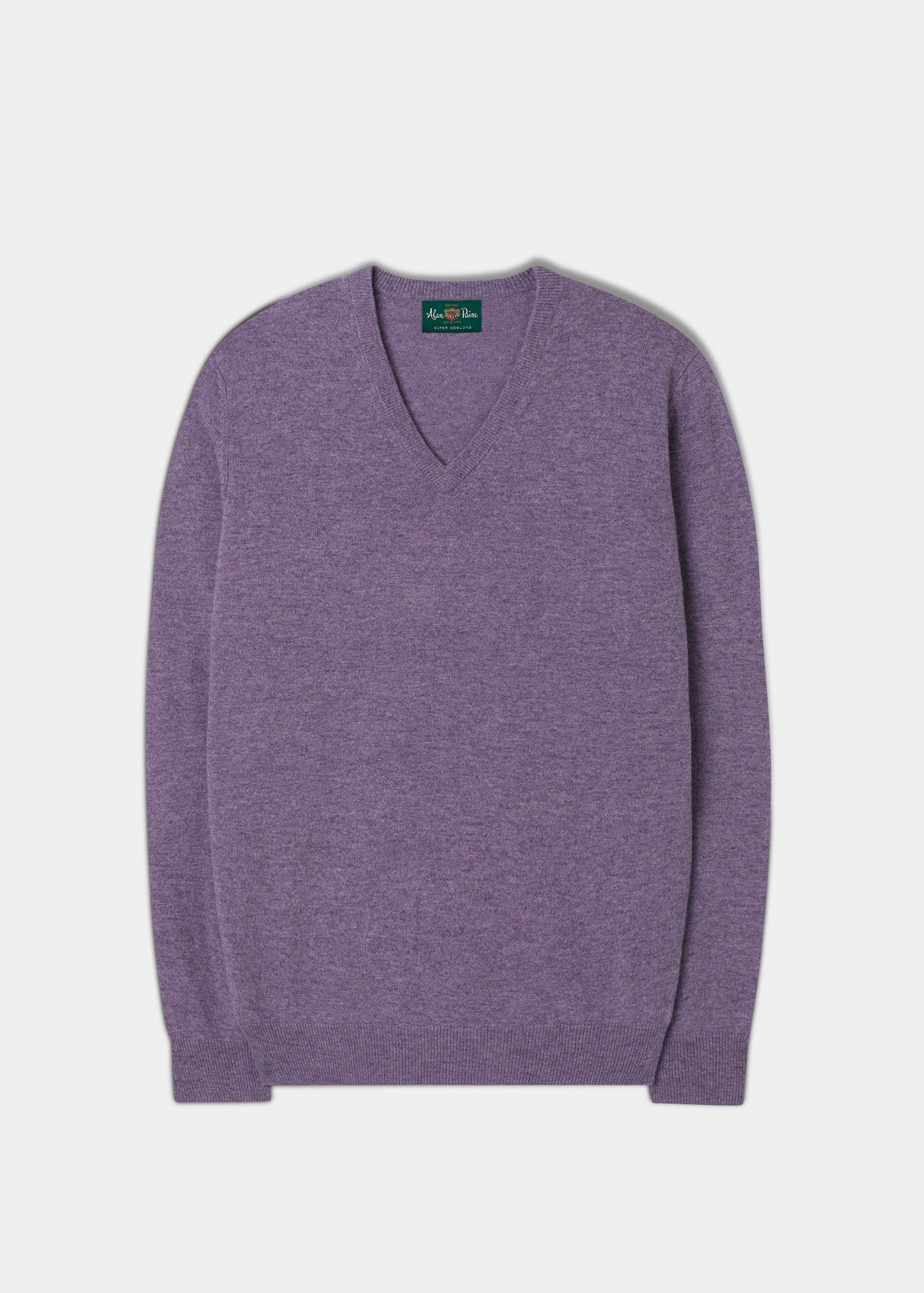 Men's Geelong Lambswool Vee Neck Jumper in Purple Heat
