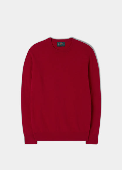 Men's Geelong Lambswool Crew Neck Jumper In Raspberry