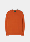 Men's Geelong Lambswool Crew Neck Jumper In Tangerine