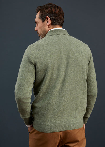 Men's Geelong Lambswool Long Sleeve Polo Shirt in Grass