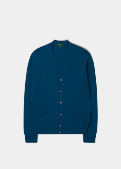 Men's Geelong Lambswool Cardigan in Teal