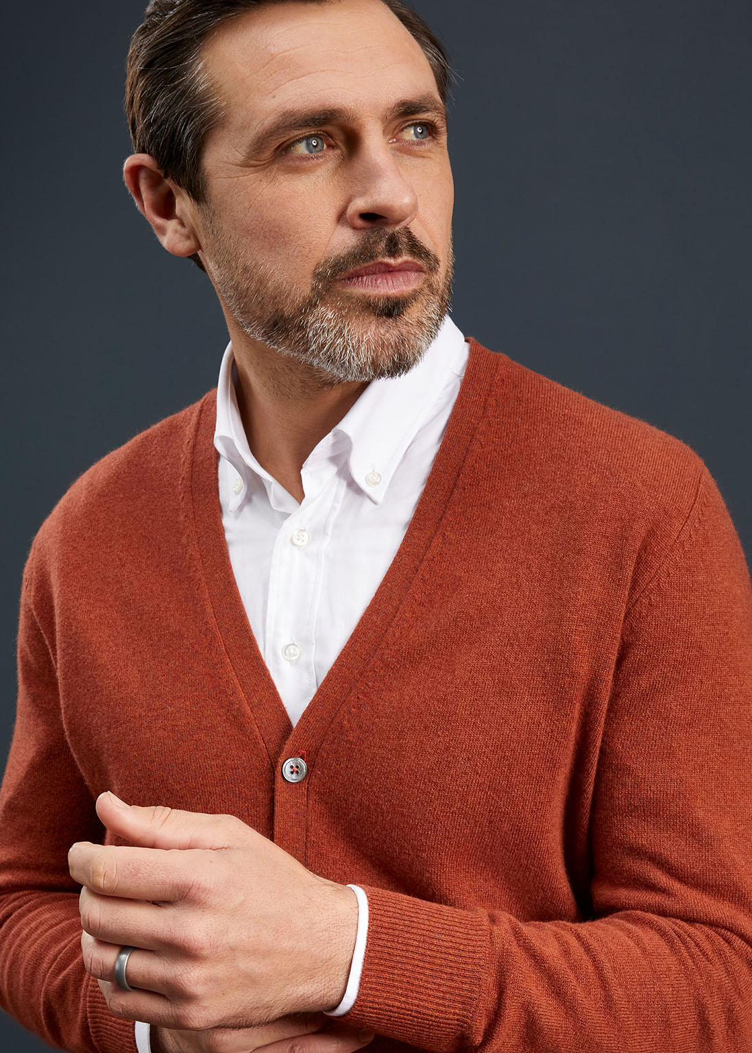 Men's Geelong Lambswool Cardigan in Tiger