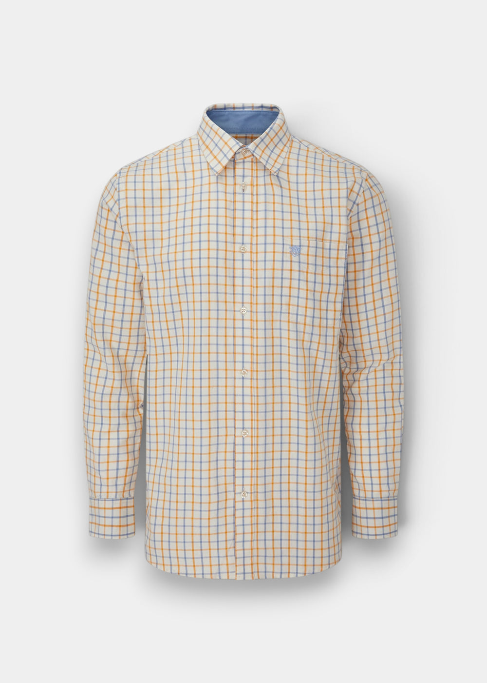 Aylesbury Men's Blue and Gold Check Shirt - Regular Fit