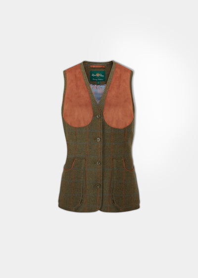 Combrook Ladies Tweed Shooting Waistcoat In Willow