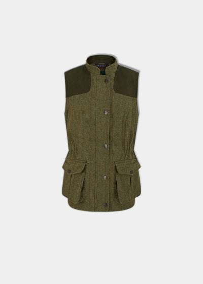 Rutland Ladies Tweed Gilet In Hemp
