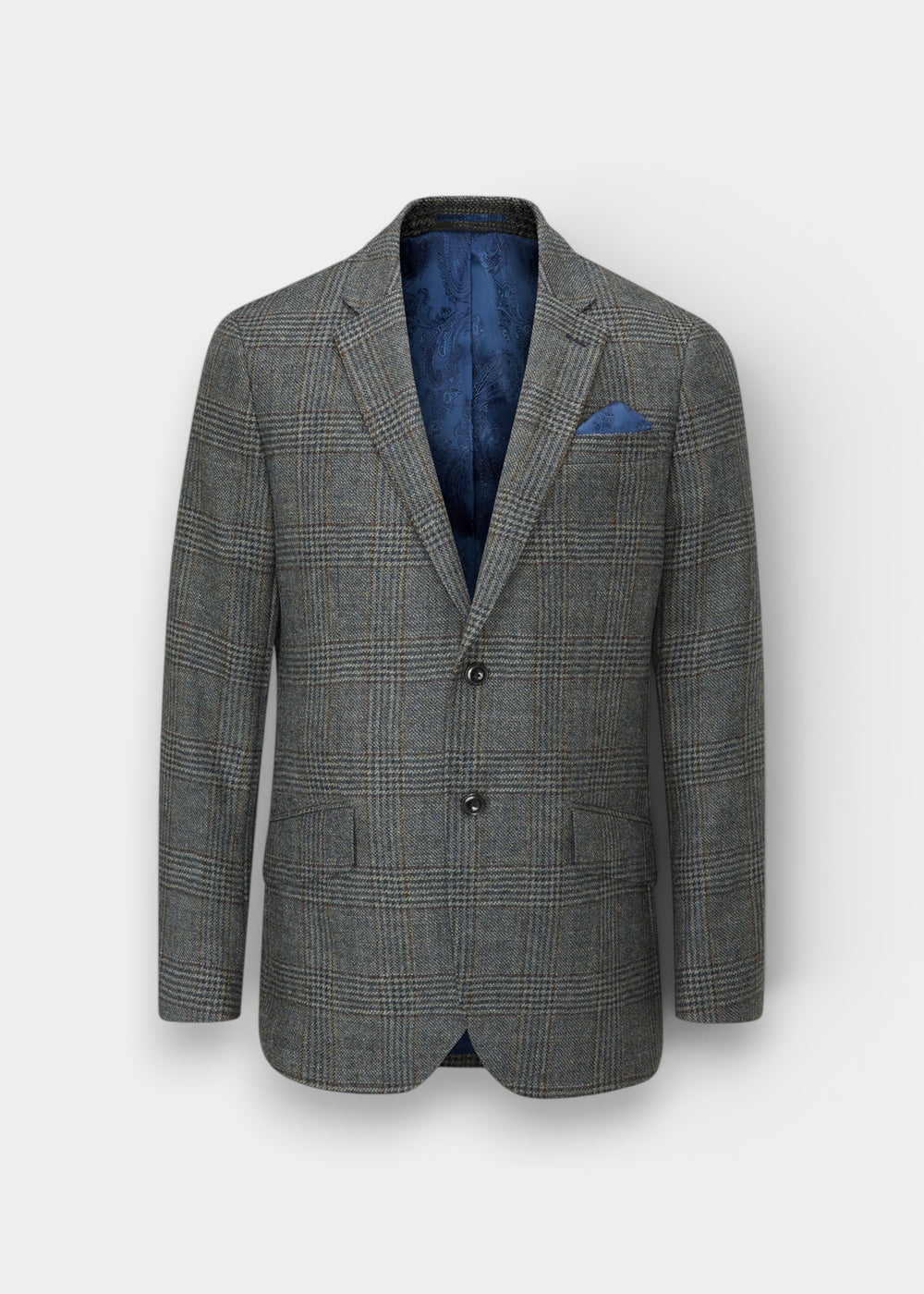 Surrey Men's Tweed Water Repellent Lined Blazer in Blue Check  -  Regular Fit