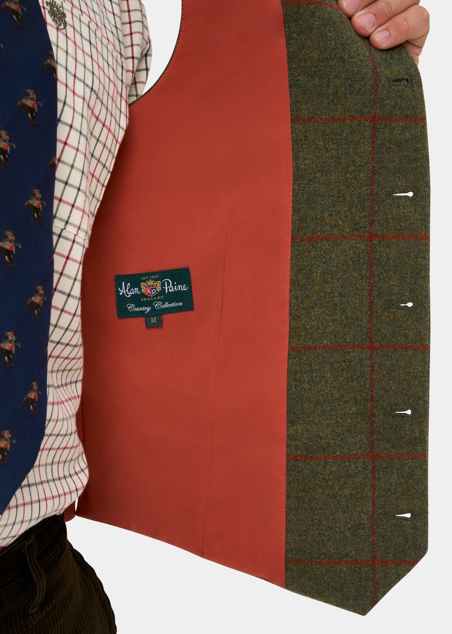 Combrook Men's Tweed Water Repellent Lined-Back Waistcoat in Reed  -  Regular Fit