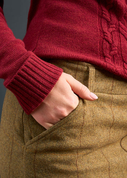 Combrook Ladies Tweed Skirt 49cm In Grove