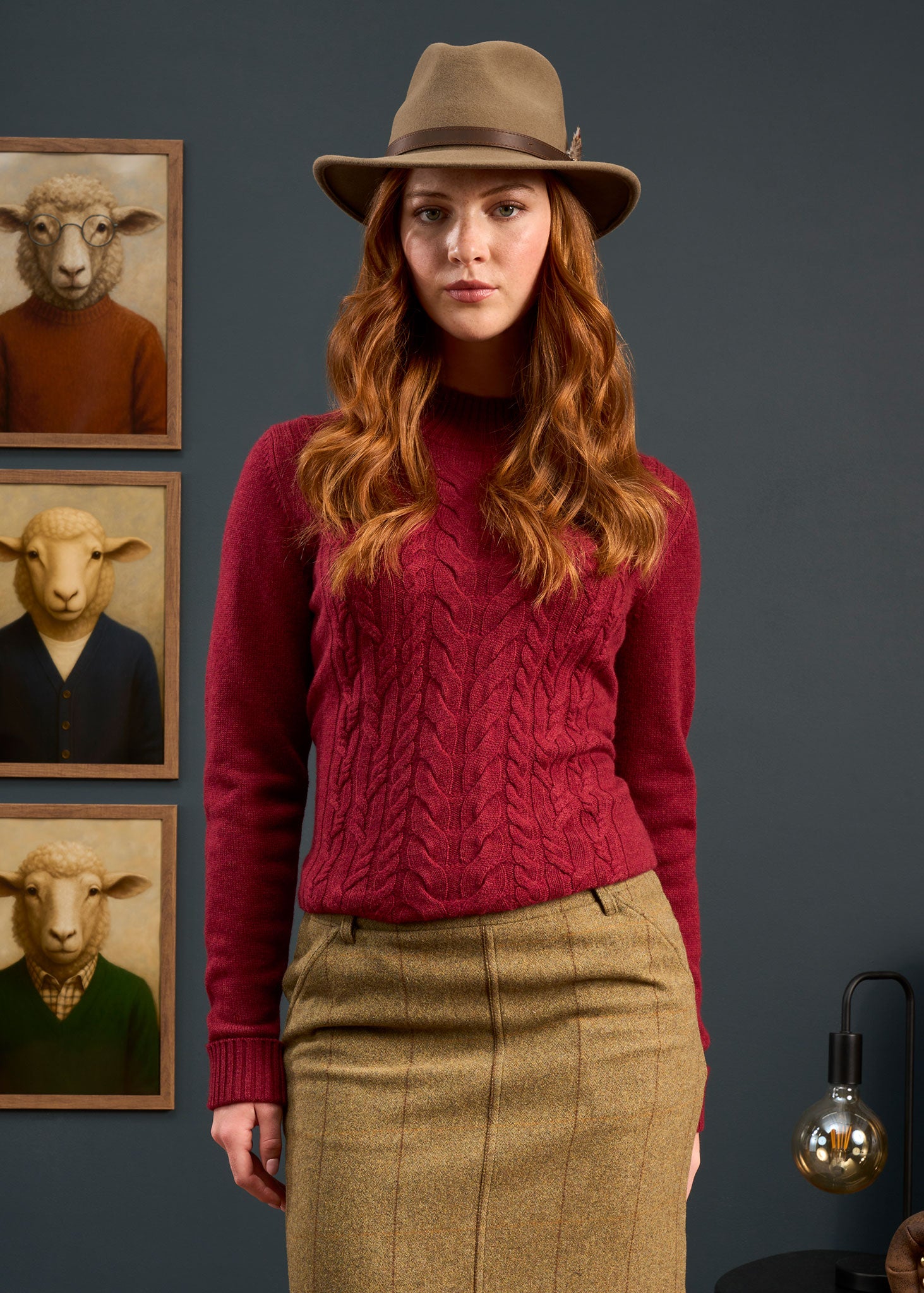 Combrook Ladies Tweed Skirt 49cm In Grove