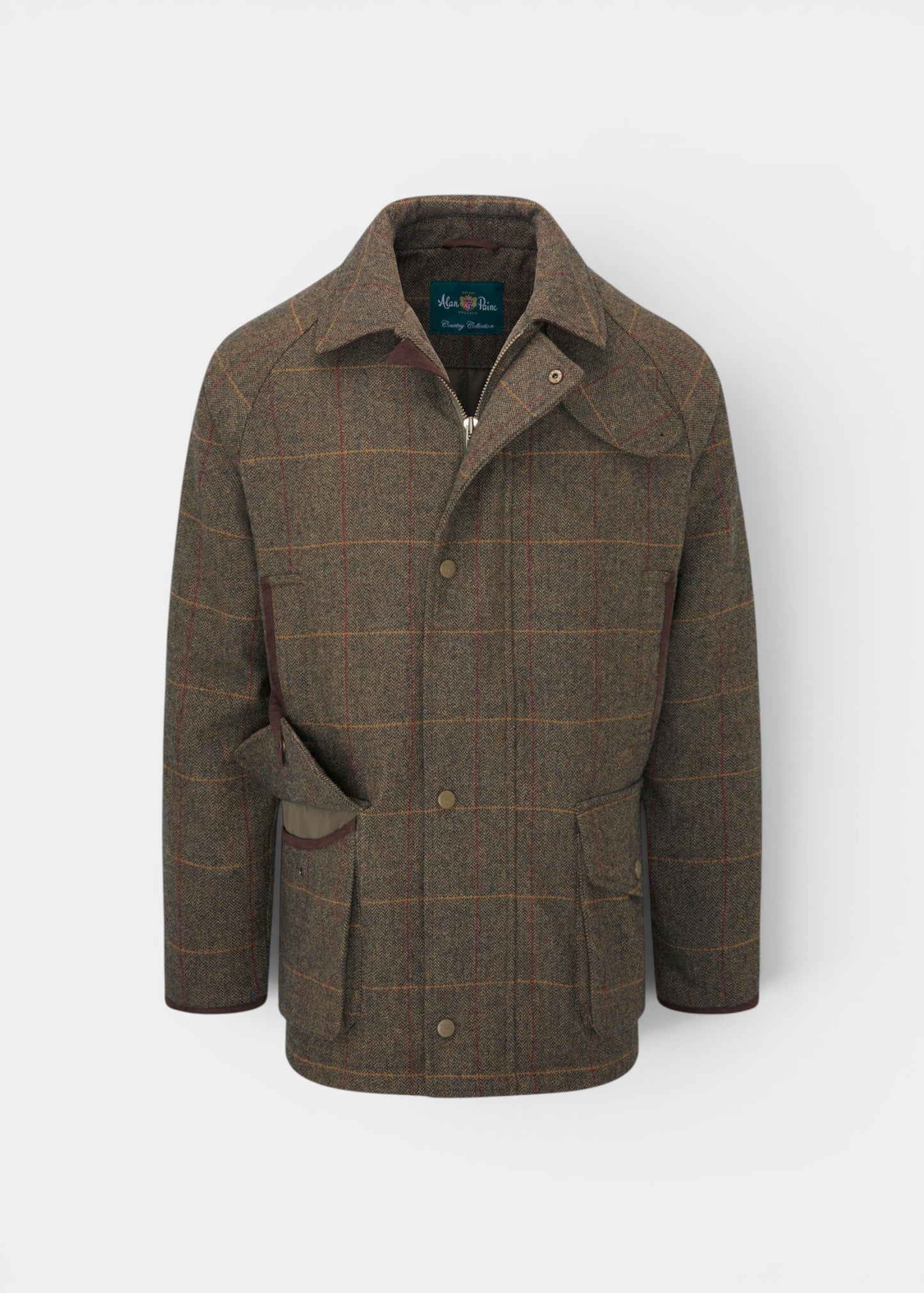 Combrook Men's Tweed Waterproof Coat in Teak  -  Regular Fit