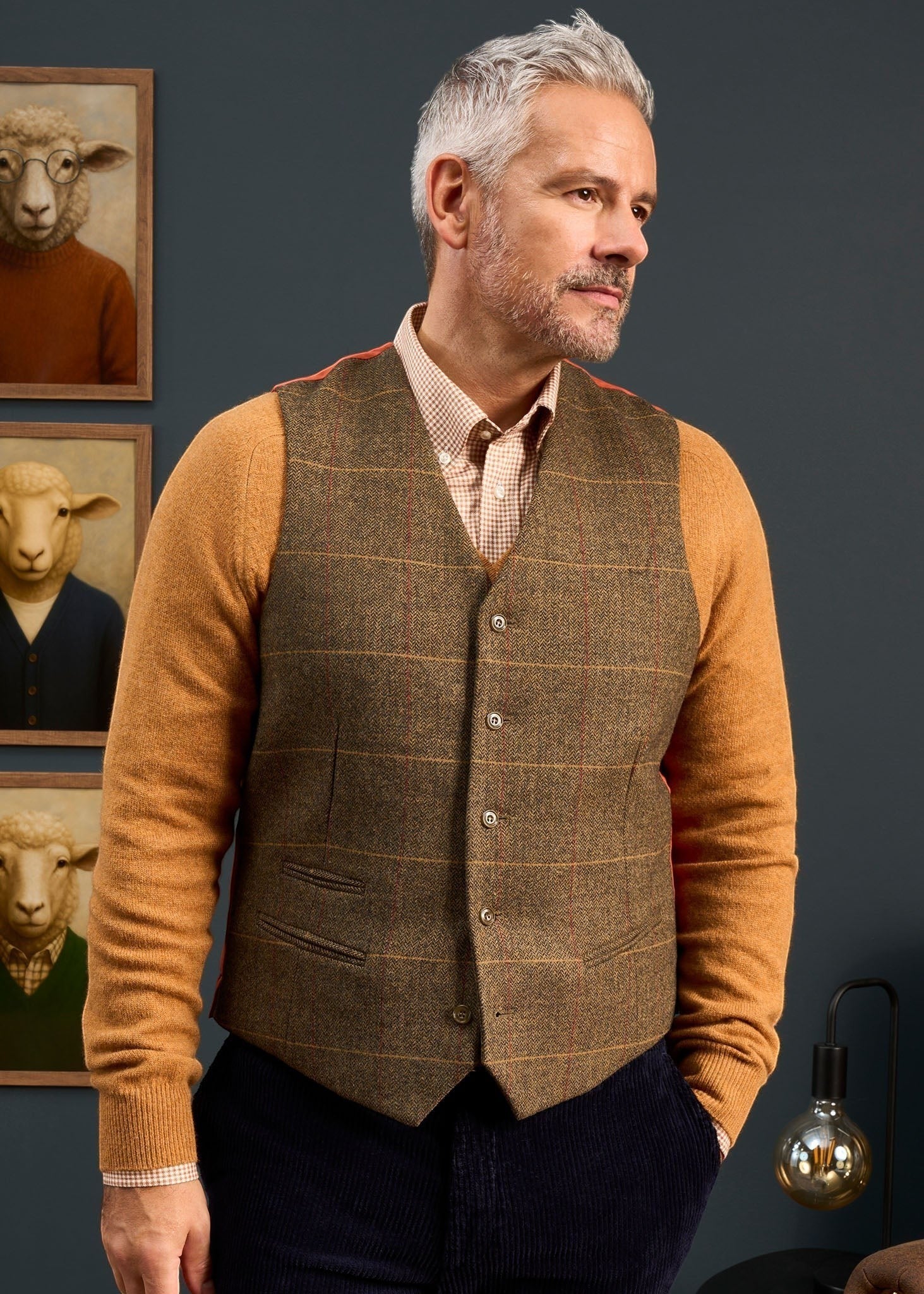 Combrook Men's Lined-Back Waistcoat In Teak – Alan Paine