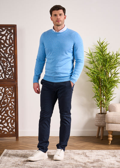 Cotton Cashmere Jumper In Carolina Blue