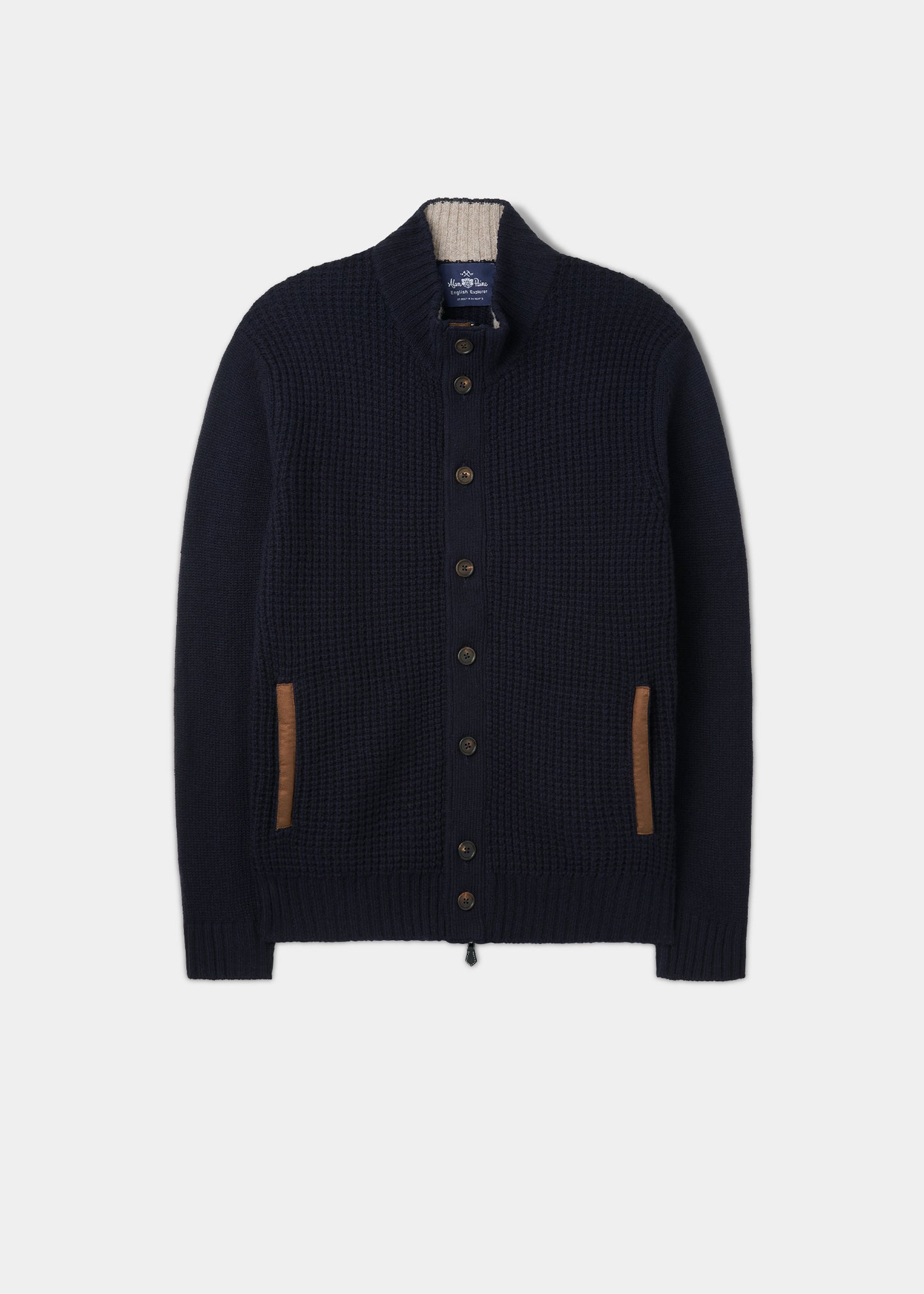 Duchally Men's Waffle Stitch Wool Jacket Navy