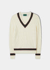 Grafton Men's Merino Wool Cable Cricket Jumper In Ecru 